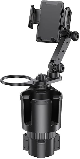 Car Phone Holder with Cup Holder Mount, 2 in 1 Universal Cup Holder Expander Adjustable Base with Phone Mount, Long Adju