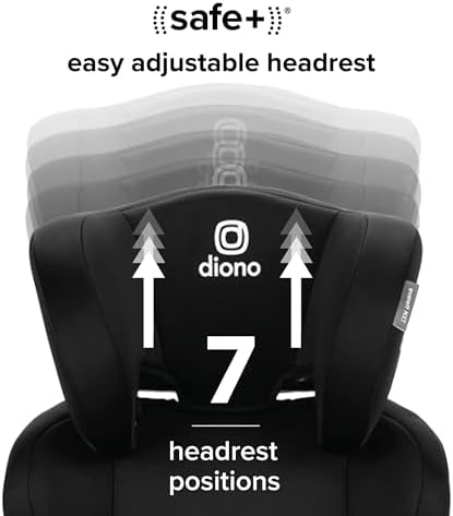 Diono Everett NXT High Back Booster Car Seat with Rigid Latch, Lightweight Slim Fit Design, 8 Years 1 Booster Seat, Black