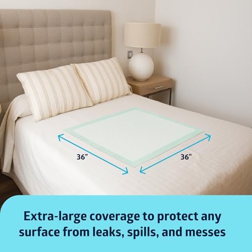 Super Absorbent Underpad, 36" x 36", 50 Count, Extra Large Disposable Incontinence Pads, Protective Bed Pads, Chucks, For Kids, Adults, Elderly, Furniture & Surface Protection Pee Pad