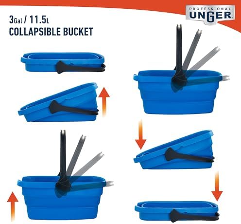 Professional 3-Gallon Collapsible Bucket, Portable Household Cleaning Supplies, Small Washing Buckets with Handles, Essential Water Container and Storage Organizer Tool