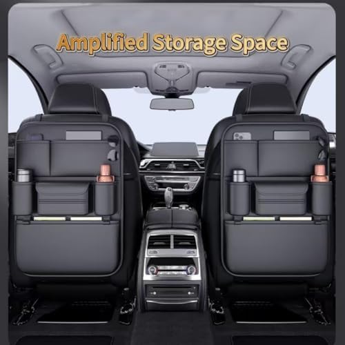 【KOVOA】 Leather Car Seat Back Organizer, 6-Pocket Waterproof Storage Holder