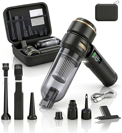 Handheld Car Vacuum Cleaner, 17000Pa High Power Cordless Vacuum Cleaner, 4-in-1 Portable Mini Air Duster, with LED Light and Multi-Nozzles, Vacuum for Car, Home, Office, Pet Hair
