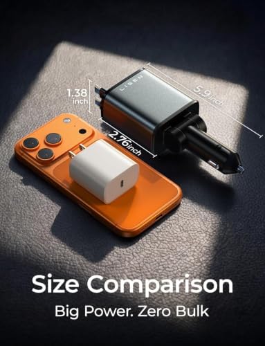 Retractable Car Charger USB C Fast Charge for iPhone 18 17 Pro Max
