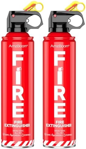 2-Pack Fire Extinguisher for Home, Kitchen, Car, and Grill with Mounting Bracket– Extinguishing Spray, Compact A, B, C, K – Eco-Friendly, Prevents Reignition.