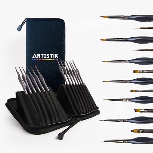 13-Piece Miniature Paint Brush Set with Carry Case for Detail Art