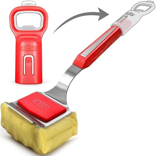 Bristle-Free BBQ Grill Brush – Safe & Durable Cleaning Tool for Gas, Charcoal, Cast Iron & Stainless Steel Grates – Heat-Resistant Scraper Brush with Reusable Head & Hanging Loop