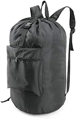 BeeGreen Laundry Bag Backpack w Adjustable Shoulder Straps College Dorm Essentials w Drawstring Closure for Travel Camp Heavy Duty Laundry Hamper Backpack Portable w Handle Xlarge Black
