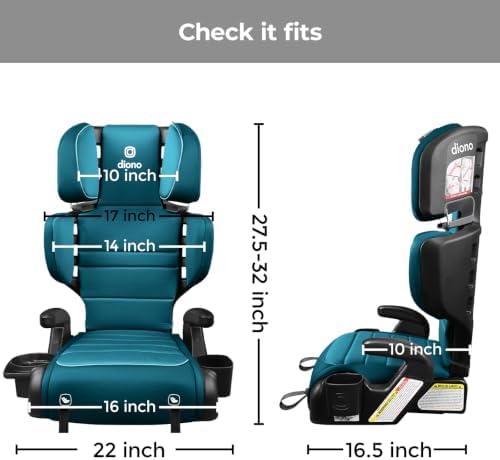 Diono Connect3 RXT 2-in-1 High Back Booster, Slim Fit 3-Across in Many Mid-Sized Sedans and SUVs, for Children from 40-120 lbs., Lightweight with Latch, Blue Razz Ice