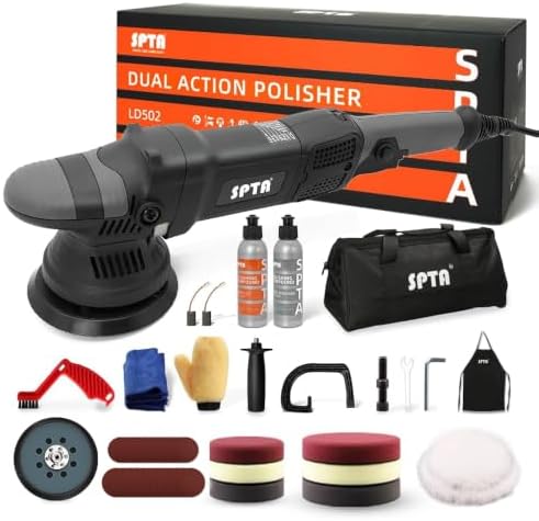 Buffer Polisher, 5-Inch 125mm Dual Action Random Orbital Car Polisher,Car Detailing Kit, 4Pcs 5inch & 4Pcs 6Inch Polishing Pad,Packing Bag for Car Polishing and Waxing--DAPSET-US