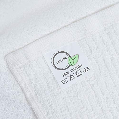Towels Kitchen Bar Mops Towels, Pack of 12 Towels - 16 x 19 Inches, 100% Cotton Super Absorbent White Bar Towels, Multi-Purpose Cleaning Towels for Home and Kitchen Bars