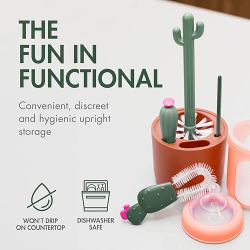 Cacti Bottle Cleaning Brush Set, Terracotta, 4 Piece Set