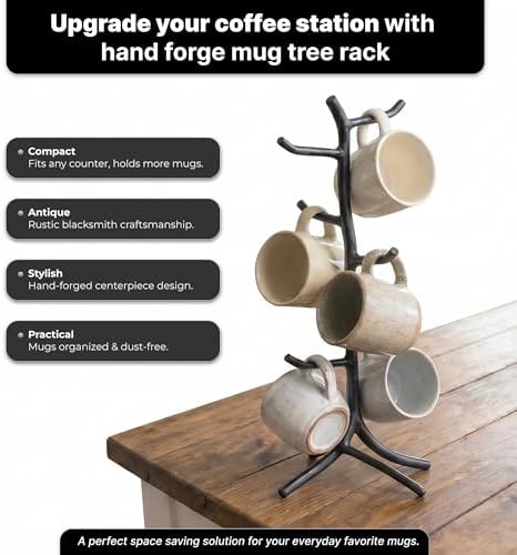 Handmade Iron Mug Tree - Heritage Design Mug Stand