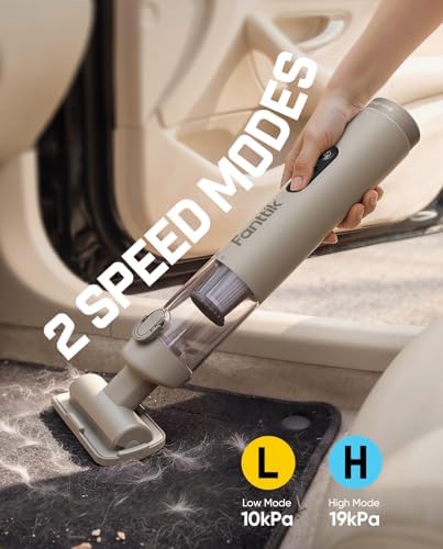Slim V10 Ultra Cordless Car Vacuum, 4-in-1 Portable Mini Vacuum with 19kPa Suction, Freely Combinable Accessories, 2 Suction Modes, Handheld Vac for Car, Small Jobs, Keyboard, Office (Brown)