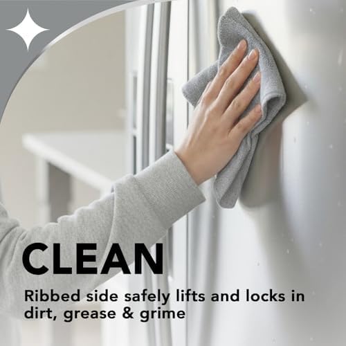 Microfiber Cloth for Stainless Steel, Safely Traps and Removes Dirt, Oil and Grime to Protect from Scratches 13.8" x 13.8" (Pack of 2)