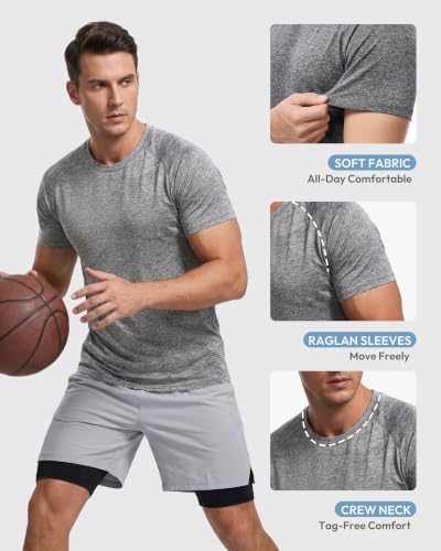 Workout Shirts for Men Short Sleeve Quick Dry Gym T Shirt