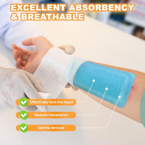 20 Pack Super Absorbent Wound Dressing 4" x 8", Non-Adhesive Pads