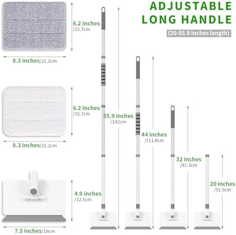 Baseboard Cleaner Tool with Handle, 55.9’’ Baseboard Cleaner with Extendable Handle, Wall Cleaner for Baseboard, Wall, Ceiling, with 4 Reusable Cleaning Pads