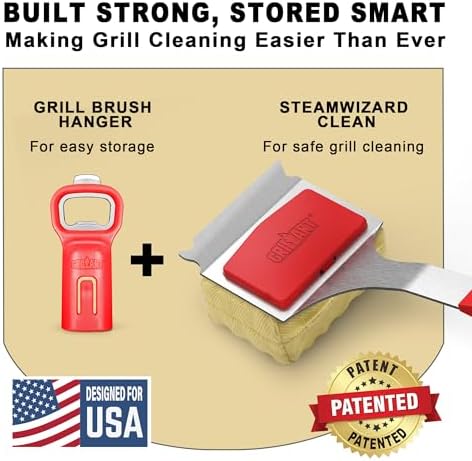 Bristle-Free BBQ Grill Brush – Safe & Durable Cleaning Tool for Gas, Charcoal, Cast Iron & Stainless Steel Grates – Heat-Resistant Scraper Brush with Reusable Head & Hanging Loop