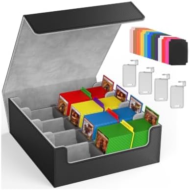 4 Row Trading Card Storage Box, 3200+ MTG Card Storage, Black & Gray