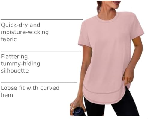Womens Workout Tops Short Sleeve Shirts Sun Protection UPF 50+ Quick Dry Outfits for Hiking Running S-3XL