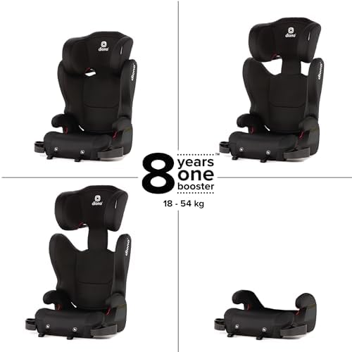 Diono Cambria 2 XL, Dual Latch Connectors, 2-in-1 Belt Positioning Booster Seat, High-Back to Backless Booster, Space and Room to Grow, 6 Headrest Positions, 8 Years 1 Booster Seat, Black