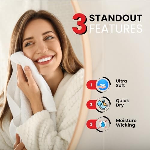 100% Cotton Hand Towels for Bathroom - Set of 6