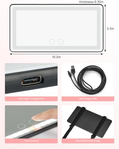 Car Sun Visor Vanity Mirror, Car Vanity Mirror With Lights, Makeup Mirror with 3 Light Modes & 60 LEDs, Car Mirror Dimmable Touch Control Travel Makeup Mirror for Car Truck SUV