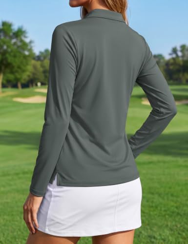 Women's Polo Shirts Long Sleeves Golf Tops V Neck Collared Shirt