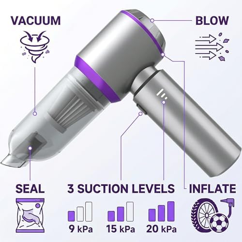 Car Vacuum, 20000Pa Cordless Handheld Vacuum & Air Duster, 4-in-1