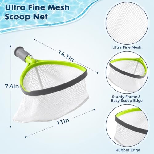 Spa & Hot Tub Cleaning Kit with Fine Mesh Skimmer, 3-Piece, Green