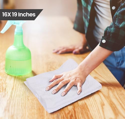 Kitchen Bar Mops, Pack of 12, 16x19 In, 100% Cotton, White