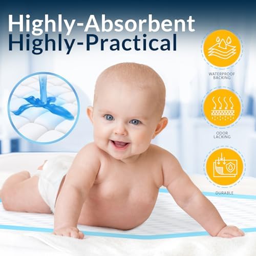 Disposable Underpads 17x24 in,Super Absorbent,Incontinence,100 Ct