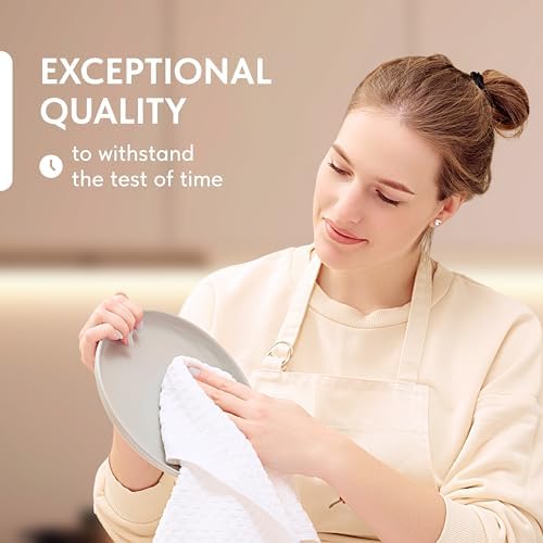 Super Absorbent Kitchen Towels 12 Pack, 15x26, White, Dobby Weave