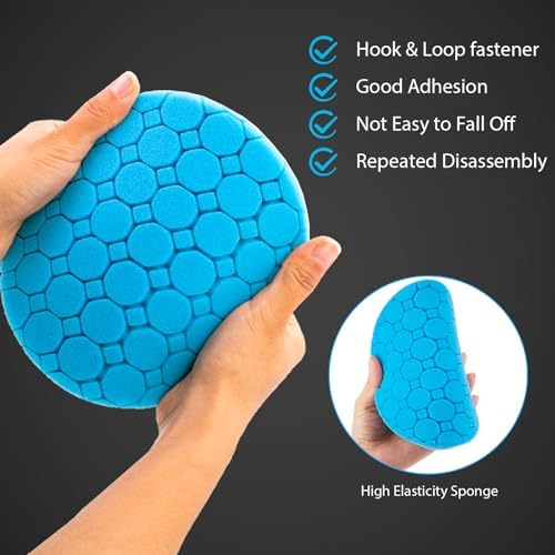 Buffing Polishing Pads, 5Pack 6.5 Inch Face for 6 Inch Backing Plate Compound Buffing Sponge Pads Cutting Polishing Pad Kit for Car Buffer Polisher, Polishing and Waxing
