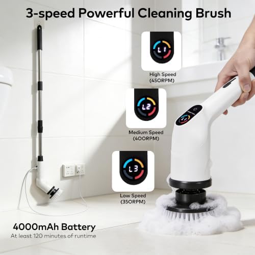 Electric Spin Scrubber, Cordless Cleaning Brush with 7 Brush Heads
