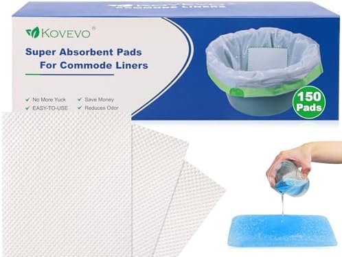 150 PCS Bedside Commode Absorbent Pads for Adult Toilet Chair Bucket
