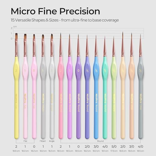 15PCS Paint By Numbers Brushes, Micro Fine Detail Paint Brush Set