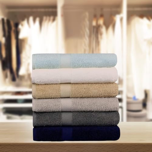 6-Pack Bath Towels - Lightweight - Extra Absorbent - 100% Cotton - Shower towels (Multi, 27 inchesx54 inches)