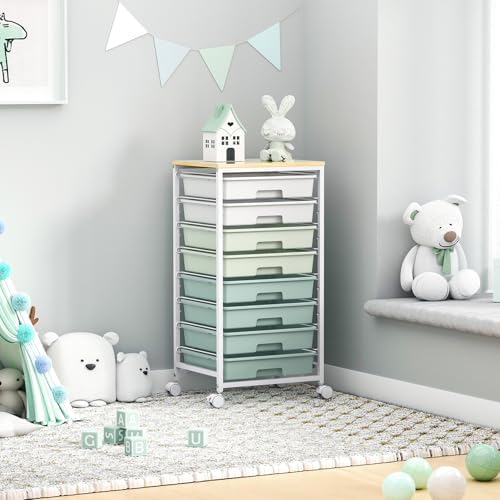 Rolling Cart with Drawers,Craft Organizers and Storage, Green