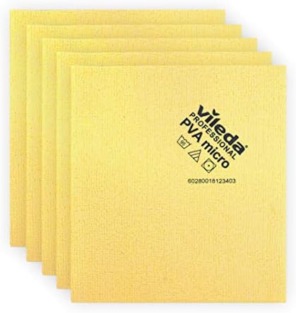 Professional | PVA Microfiber Cloth | All Purpose Cleaning Shammy | Shiny Streakfree Results | Synthetic Chamois Towel | Ideal for Hard Surfaces | Smooth Absorbent Materials | 5 Pack | Yellow