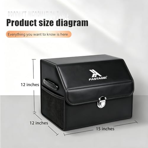 2PCS Leather Car Trunk Organizer, Foldable Storage Box, Black