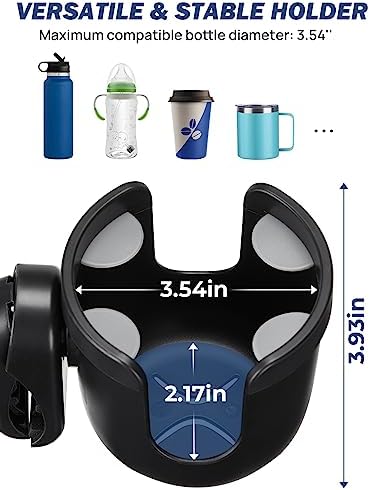 Wheelchair Cup Holder, Rollator Cup Holder, 4 Flexible Tabs with Hook Drink Holder for Walker, Scooter, Stroller, Mobility