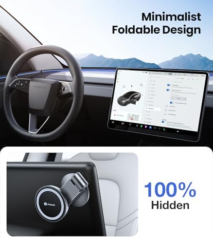 Tesla Phone Mount【Strongest Magnet Power】Foldable Hidden Tesla Phone Holder Fit for All Phone, Tesla Model 3 Model Y for MagSafe Car Mount, Tesla Model 3 Accessories, Tesla Model Y Accessories