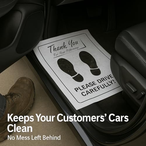 Disposable Paper Car Floor Mats – Heavy Duty Waterproof Auto Mats – Weather Resistant, Tear Resistant, Fits All Vehicles – Perfect for Dealerships, Detail Shops & Car Washes – 500 Pack