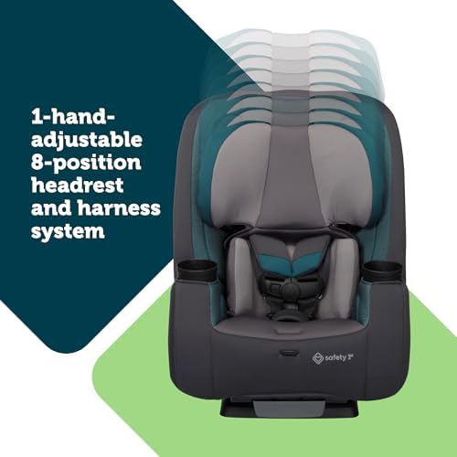 TriMate 3-in-1 Convertible Car Seat, Slim Fit, Infant to Big Kid Car Seat, Easy-Install Harness, Machine-Washable Cover, Dishwasher-Safe Cup Holders, 5-100 lbs, Sharkskin