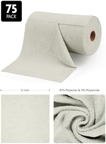 Microfiber Cleaning Cloth Roll- 75 Sheets, 12"x12" (CoolGrey)