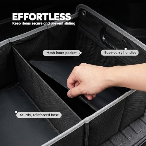 3-Comp Car Trunk Organizer with Securing Straps & Built-in Handles