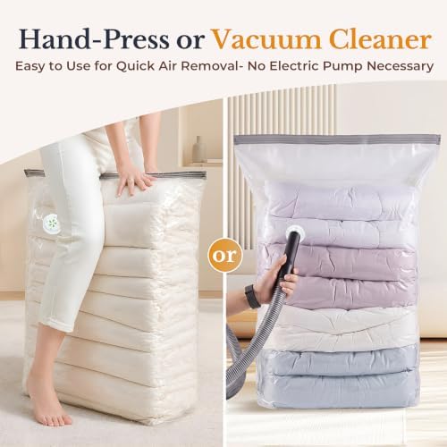 8 Pack Cube Vacuum Storage Bags, Combo(4 Jumbo + 4 Medium), Clear