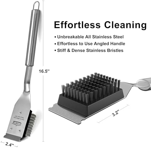 Grill Brush with Scraper/16.5” Stainless Wire Outdoor BBQ Cleaning