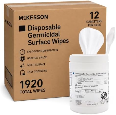 Germicidal Wipes, Disinfecting Alcohol Wipes, 12 Pack, 1920 Wipes